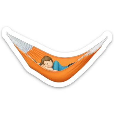 a white kid laying in orange hammock sticker
