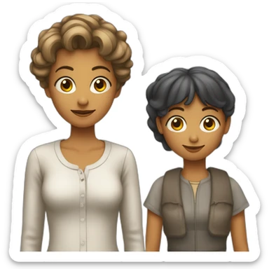 femme toute petite avec un garçon a côté d'elle plus grand qu'elle sticker