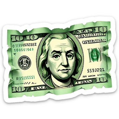Ripped dollar bill sticker
