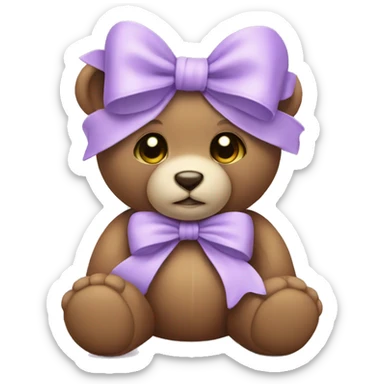Teddy with lilac bow sticker