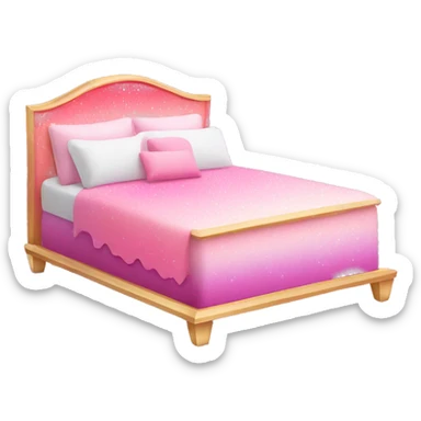 Pink ombre bed with glitter royalty   sticker
