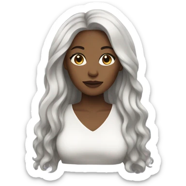 black woman with long hair and a nice top sticker