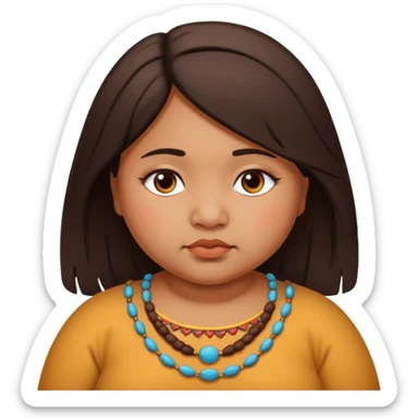 A north eastern brown (indian ) girl who is chubby but cute and her hair is mid length and her eyes are a little downturned sticker