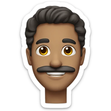 Middle eastern guy with mustache dark features big smile sticker