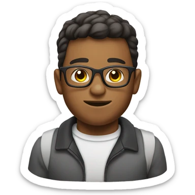 young man with very very slightly  slightly tanned skin weightlifting with glasses sticker