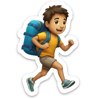 Niño corriendo con una mochila  sticker
