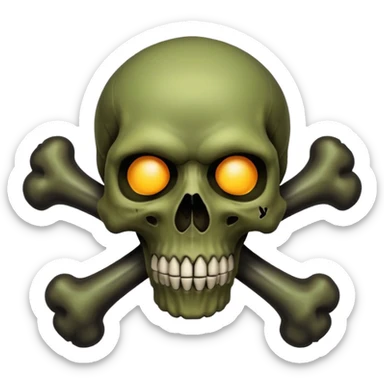 a poisonous cloud of gas, dark swamp color, with an image of a skull and two crossed bones behind the skull sticker
