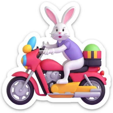 Easter bunny riding a motorcycle sticker