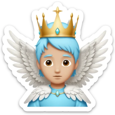 an angel with a cyan crown on his head, 4 wings sticker