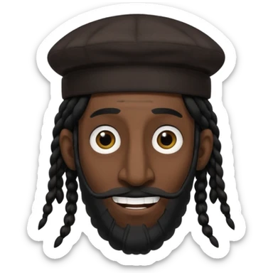 Jewish man emoji with long dread black hair on the sides and jewish judaism hat, long big nose and crooked teeth sticker