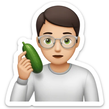 Emoji He puts cucumber on his eye and phone holder and browses sticker