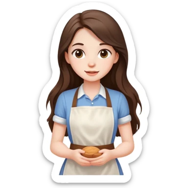 beautiful pale brunette girl with long hair baking sticker
