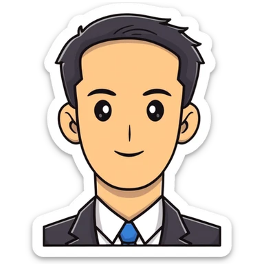 A successful-looking man named Alex Cansani with a professional appearance sticker