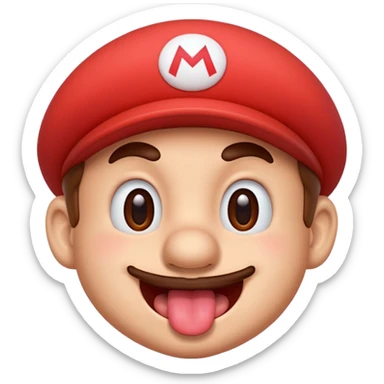 Mario blushing tongue out sticker