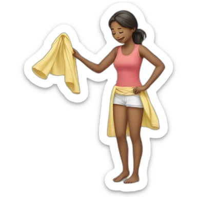 Girl changing cloth sticker