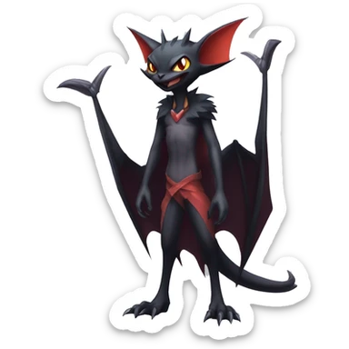  Kawaii Edgy Cool Vampiric Beautiful Noivern-Nargacuga-Litten with big Bat Ears full body sticker