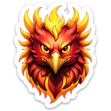 Cinematic Battle-Hardened Mystical Fire Phoenix Portrait Emoji, head tilted dramatically with a defiant, almost mocking smirk. Featuring a striking, rugged form with intensely scarred, flame-scorched feathers and eyes that burn with warrior-like fury, this phoenix embodies unapologetic badassery. Rendered with vibrant, lifelike textures and dynamic, contrasting shadows, high shine, and a bold soft glowing outline, it captures the essence of a phoenix ready to rise and scorch any challenge with battle-hardened might. sticker