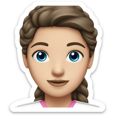 Brunette nurse with blue eyes wearing pink  sticker