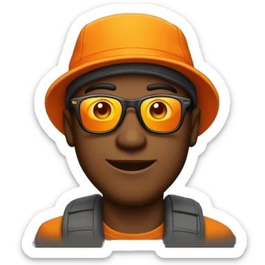 hombre joven con gorra naranja y gafas de sol sticker
