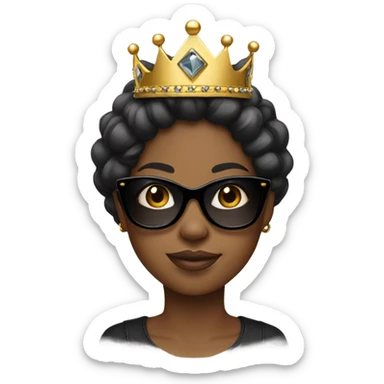 Black girl with crown and sunglasses sticker