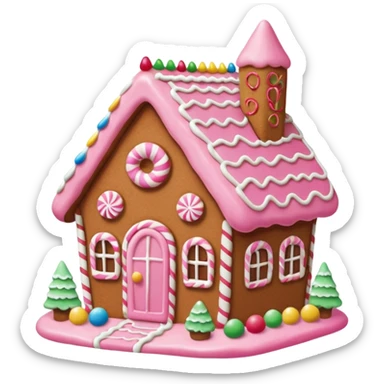 Gingerbread house pink sticker