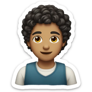 Boy with curly black hair and girl with wavy brown hair  sticker