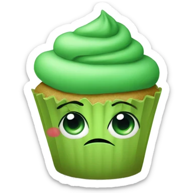 Sad green cupcake sticker