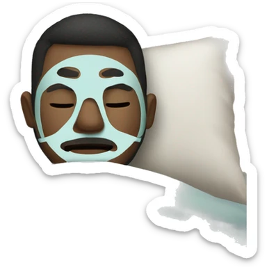 A man have mask and sleeping on bed sticker