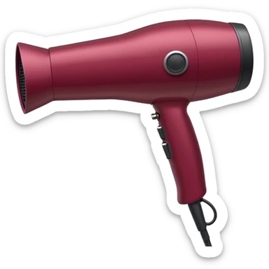 burgundy blow dryer covered in ges sticker