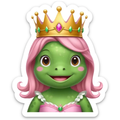 frog with with a crown pink bow and pink princess dress sticker