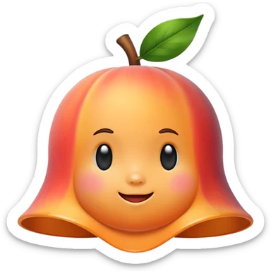 Peach bell emoji, apple style emoji, vibrant and playful, simple and recognizable, no text sticker