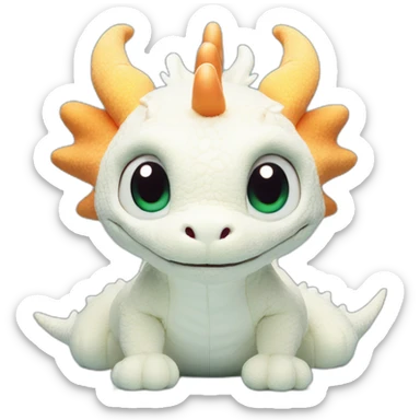 dumb white peluche dragon jellycat with small eyes sticker