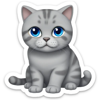 Grey Scottish fold with broken ears cuddling with beige British shorthair with blue eyes  sticker