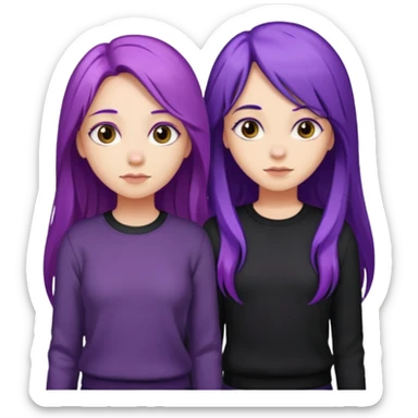 faz duas raparigas menos gótica mas com cabelo roxo comprido e outra cabelo roxo e camisolas preto um pouco separadas sticker