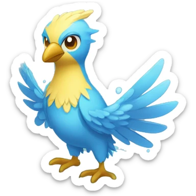 Wet Fantasy legendary blue bird water-type-Hydro-Phoenix-avian Fakemon full body sticker