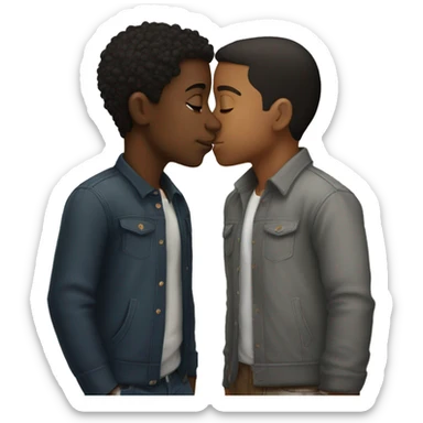 Gay black boy and Hispanic boy kissing  sticker