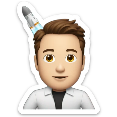 Elon Musk with rocket in hand sticker