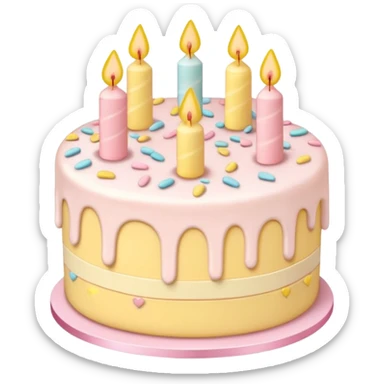 Cake with hearts and sprinkles in soft pink, beige and yellow pastel colors sticker