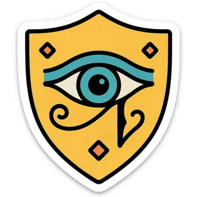 a shield with the Eye of Ibad symbol, detailed and mystical, as an icon sticker
