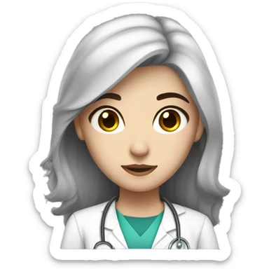 Medical student girl with fair skin, dark hair and really dark eyes. sticker