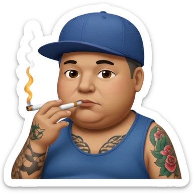 a fat dad with a cap and tattoos, with a cigarette in his mouth sticker