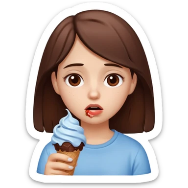 a sad girl eating ice cream after heartbreak sticker