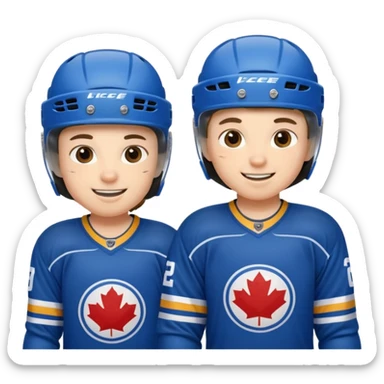 two smile young ice hockey player in action sticker