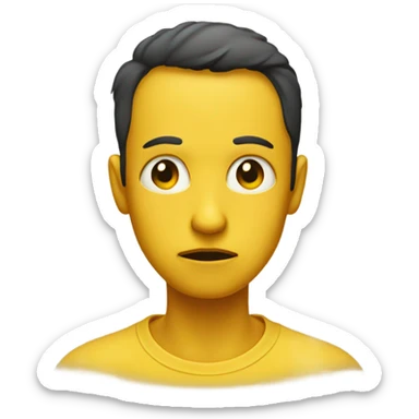 Eyes by side judging serious expression on jellow circle dot like and amoyi and pressed together lips serious  sticker