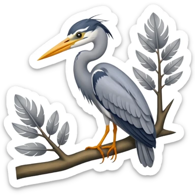 Grey Heron in a tree sticker