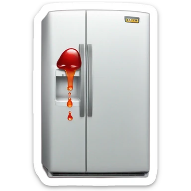 a refrigerator leaking red jelly sticker