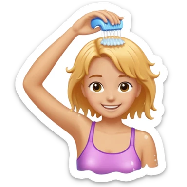 A girl washing her hair  sticker