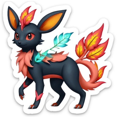 Salandit-Flareon-Bayleaf-Sylveon-Umbreon-fusion-Pokémon-hybrid-creature  sticker