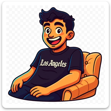 Convert the photo to a cartoon sticker in the style of Flux Pro with a happy and joyful expression and transparent background. The style should reflect the vibrant and pop colors typical of Flux Pro cartoon stickers. sticker