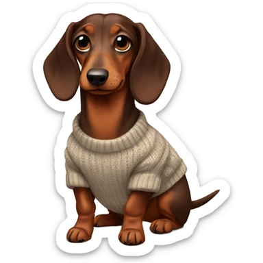 Brown Long-haired dachshund in a sweater sticker